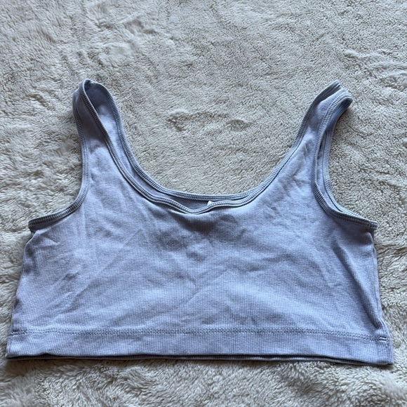 Divided Light Gray Ribbed Crop Tank – Size M | Slinky Basics | Casual Cute | - Picture 2 of 4